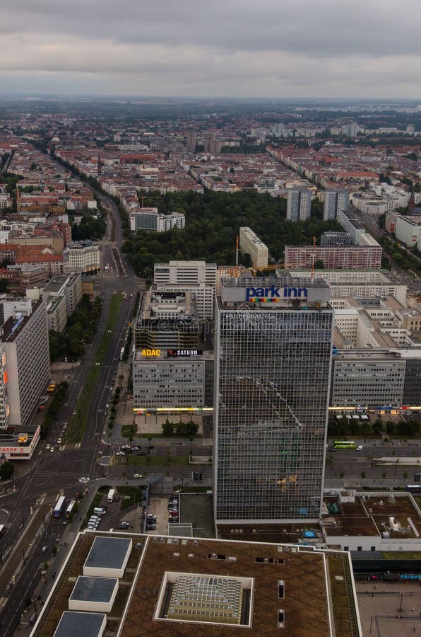 Vista aerea sopra Berlino da Fernsehturm fotografia stock