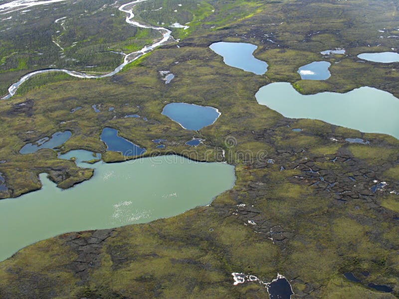 Vista aerea sul paesaggio della tundra fotografia stock libera da diritti