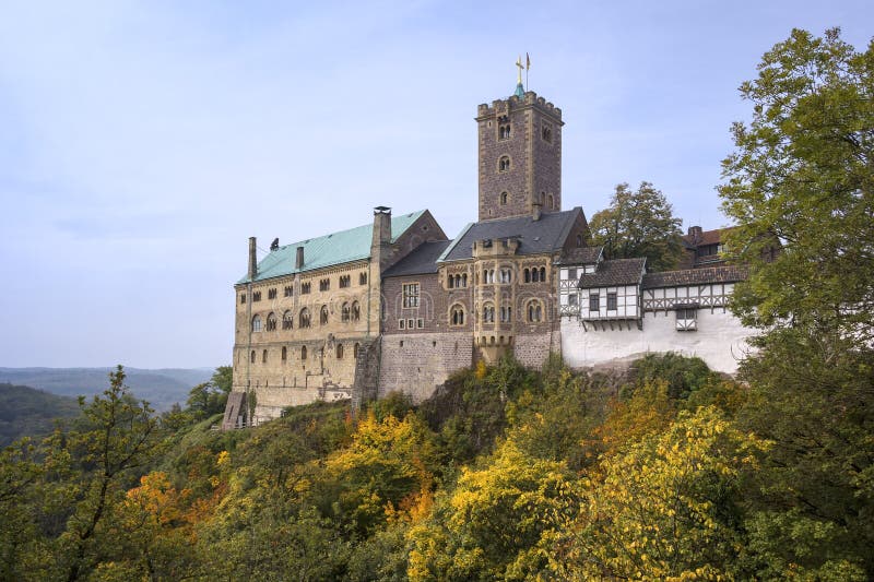 Vista al castello famoso di Wartburg Turingia immagine stock Vista al castello famoso di Wartburg Turingia immagine stock