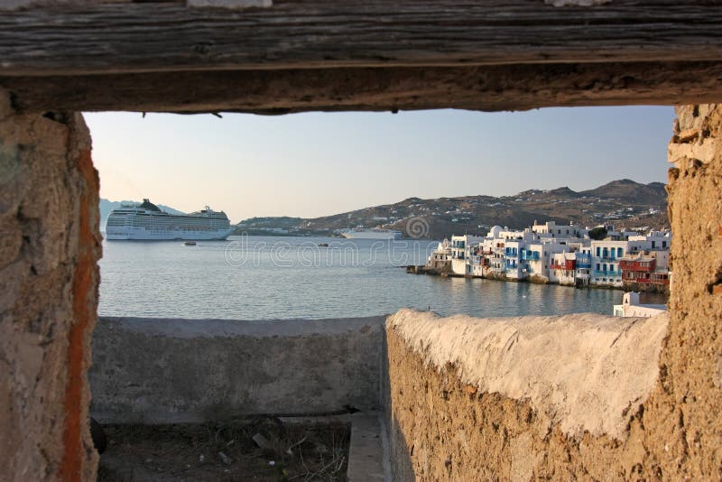 Vista alla città di Mykonos fotografia stock Vista alla città di Mykonos fotografia stock