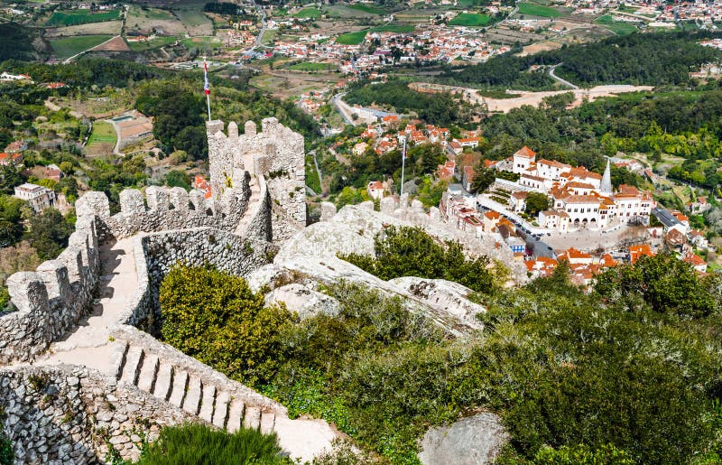 Vista aérea da cidade de Sintra, Portugal fotos de stock royalty free Vista aérea da cidade de Sintra, Portugal fotos de stock royalty free