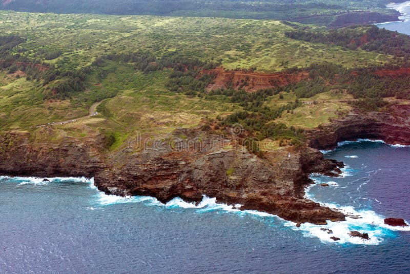 Vista aérea da costa da ilha de Maui em Havaí imagens de stock royalty free Vista aérea da costa da ilha de Maui em Havaí imagens de stock royalty free