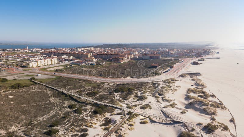 Vista aérea da praia de Torreira fotografia de stock Vista aérea da praia de Torreira fotografia de stock