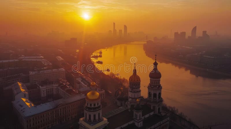 Vista aérea de Kiev com arquitetura moderna, rio e pontes foto de stock royalty free