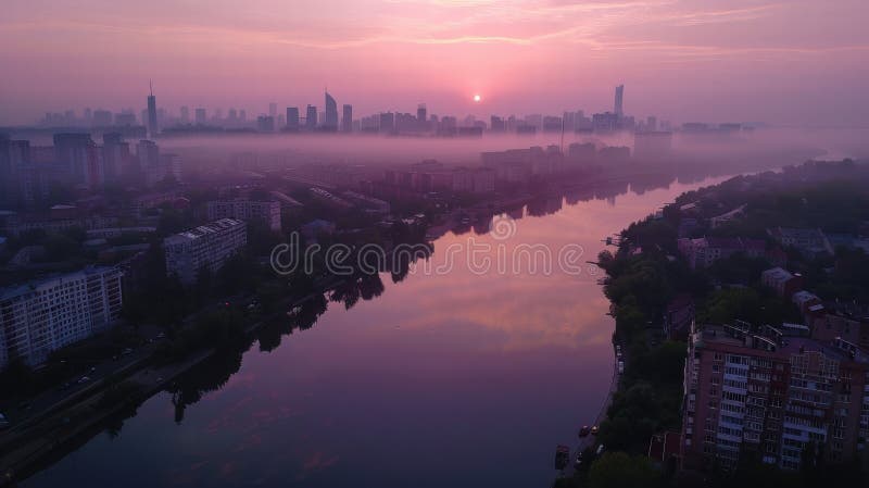 Vista aérea de Kiev com arquitetura moderna, rio e pontes imagens de stock royalty free