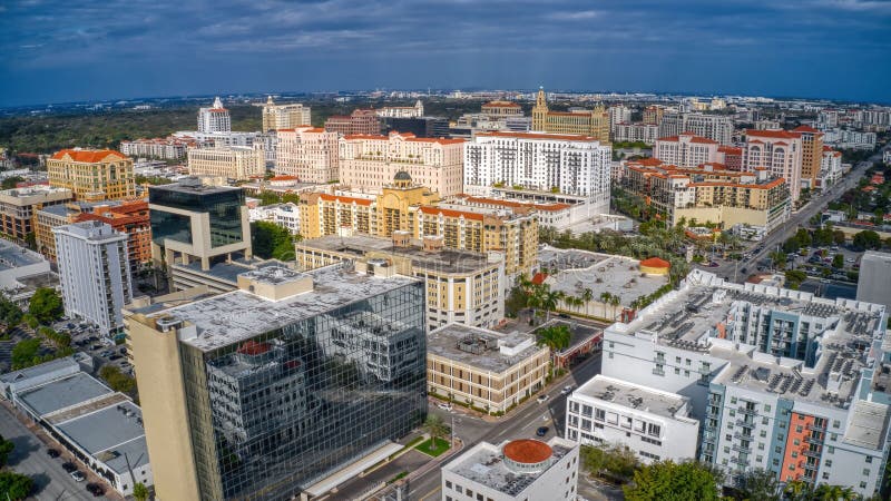 Vista aérea de la arquitectura de Coral Gables. foto de archivo