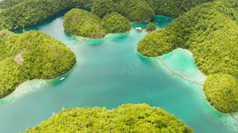 Vista aérea de la laguna de Sugba, Siargao, Filipinas foto de archivo Vista aérea de la laguna de Sugba, Siargao, Filipinas foto de archivo