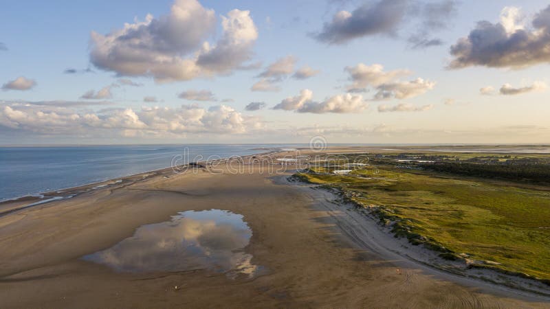 Vista aérea de la playa en Sankt Peter Ording, Alemania fotos de archivo Vista aérea de la playa en Sankt Peter Ording, Alemania fotos de archivo