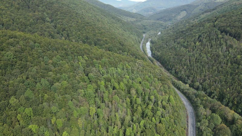 Vista aérea de las montañas carpáticas en otoño. ucrania