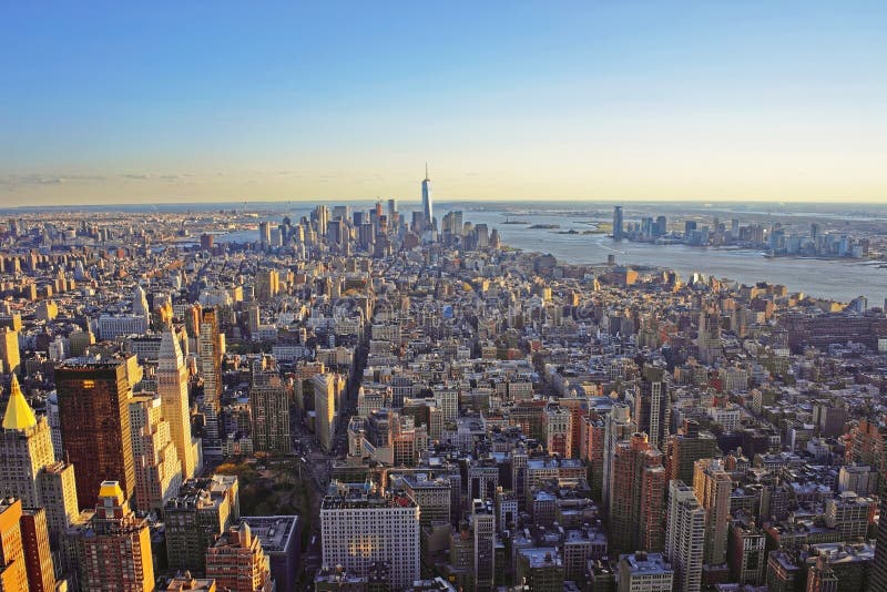 Vista Aérea De Manhattan Do Centro E De Lower Manhattan Imagem de Stock