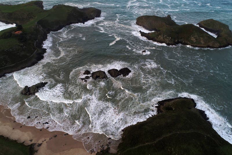 Aerial view of spectacular beaches on spanish northern coast, Cantabria. Aerial view of spectacular beaches on spanish northern coast, Cantabria
