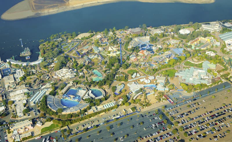 Vista aérea de Seaworld, San Diego imagens de stock