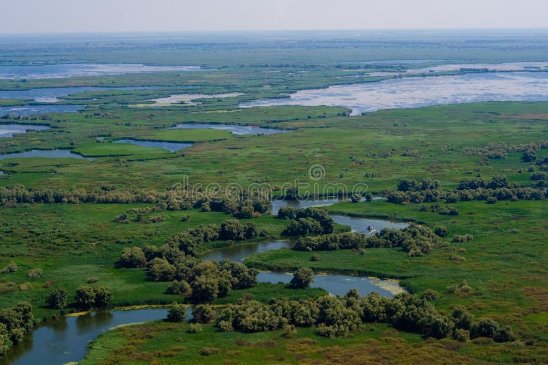 Vista aérea del delta de Danubio fotografía de archivo libre de regalías Vista aérea del delta de Danubio fotografía de archivo libre de regalías