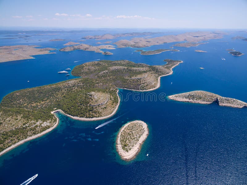 Vista aérea del parque nacional Kornati foto de archivo Vista aérea del parque nacional Kornati foto de archivo