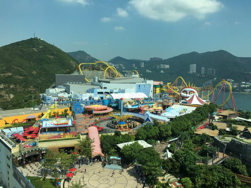 Vista aérea del parque del océano, Hong-Kong fotografía de archivo Vista aérea del parque del océano, Hong-Kong fotografía de archivo