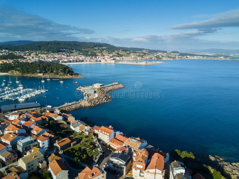 Vista aérea del puerto de Portonovo, Galicia fotos de archivo libres de regalías Vista aérea del puerto de Portonovo, Galicia fotos de archivo libres de regalías