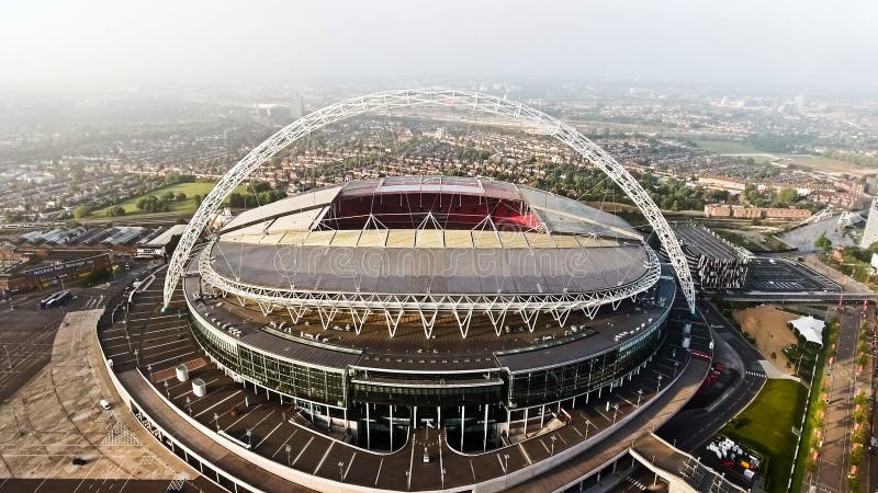 Vista aérea do Wembley Stadium icônico do marco