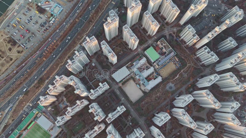 Vista aérea dos distritos de seouls espaços de vida tranquilos destruindo a vida das cidades. distritos de seouls