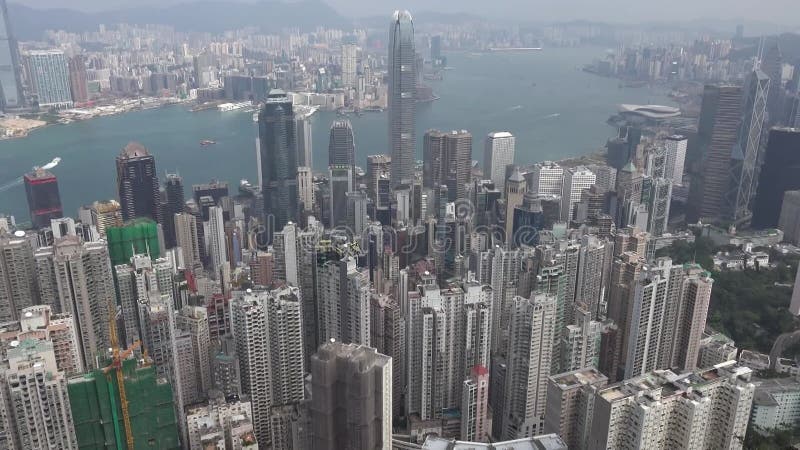 Vista aérea hong kong central victoria pico ifc e frente d'água china asia