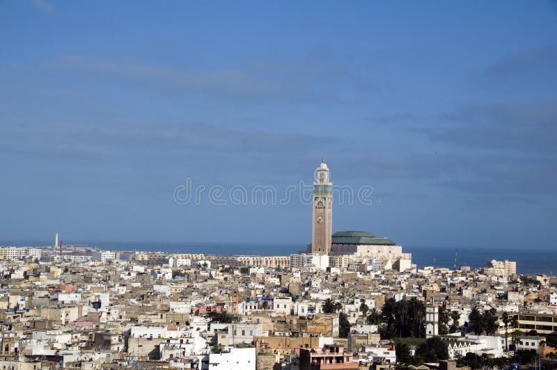 Vista Casablanca Marocco di paesaggio urbano della moschea del Hassan II