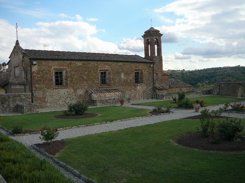 Vista da cidade de Monte San Savino foto de stock