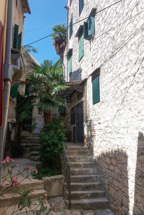 Vista da cidade de Rovinj foto de stock