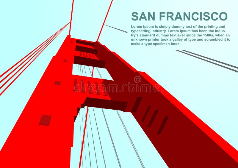 Vista dal basso di golden gate bridge a San Francisco illustrazione vettoriale Vista dal basso di golden gate bridge a San Francisco illustrazione vettoriale