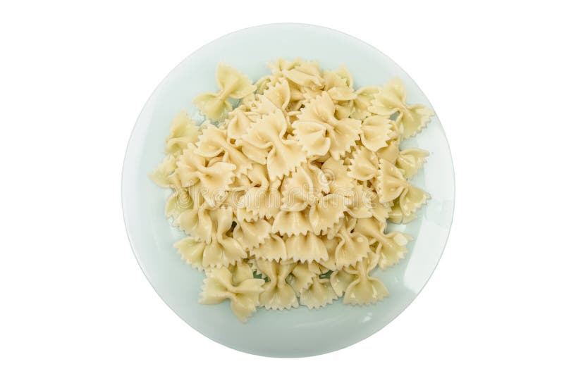 Vista dall'alto isolata della pasta farfalle cotta fresco fotografie stock libere da diritti