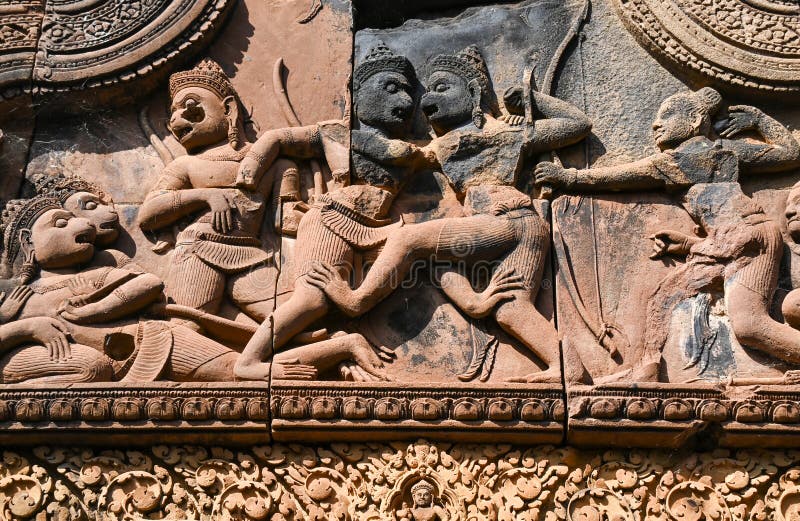 Vista de Banteay Srei Angkor Thom. Templo Banteay Srei en Angkor Thom en Siem Reap Cambodia.