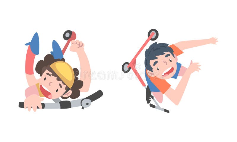 Garoto E Garota Caindo De Patins E Chuta Vetor De Moto Ilustração do Vetor  - Ilustração de exterior, acidente: 236435341