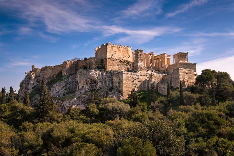 View of Acropolis from the Areopagus Hill, Athens, Greece. View of Acropolis from the Areopagus Hill, Athens, Greece