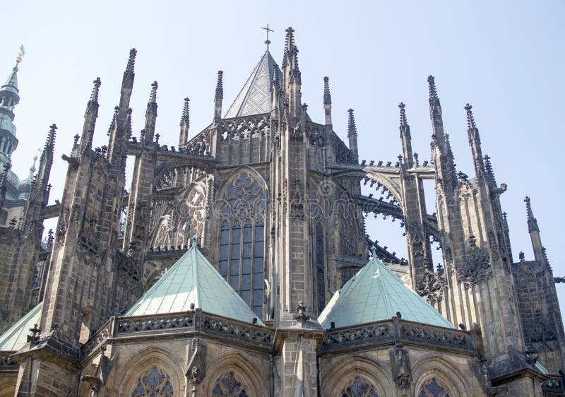 Vista de la catedral de StVitus en Praga, fotografía de archivo Vista de la catedral de StVitus en Praga, fotografía de archivo