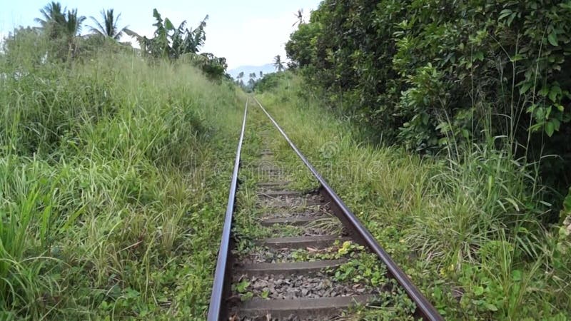 Vista de las pistas de ferrocarril de un carro móvil de la carretilla