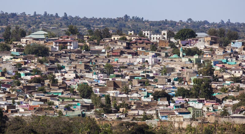 Vista de pájaro de la ciudad de Jugol Harar etiopía imágenes de archivo libres de regalías Vista de pájaro de la ciudad de Jugol Harar etiopía imágenes de archivo libres de regalías