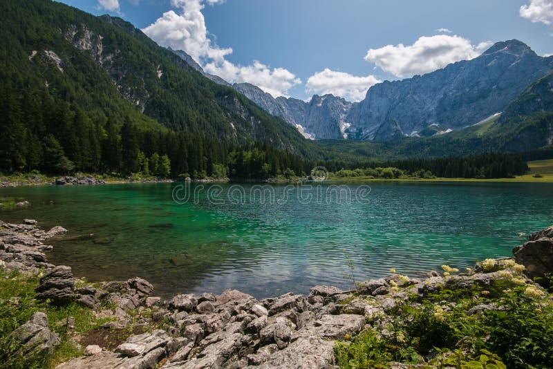 Summer view of Fusine lake in Friuli Venezia-Giulia, Italy, Europe. Summer view of Fusine lake in Friuli Venezia-Giulia, Italy, Europe