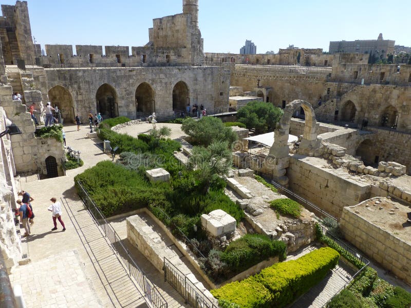 Old city in Jerusalem. Courtyard of the Tower of David. View of the yard. Old city in Jerusalem. Courtyard of the Tower of David. View of the yard.