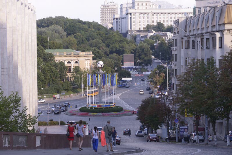 Vista del cuadrado europeo, Kiev, Ucrania foto de archivo libre de regalías Vista del cuadrado europeo, Kiev, Ucrania foto de archivo libre de regalías