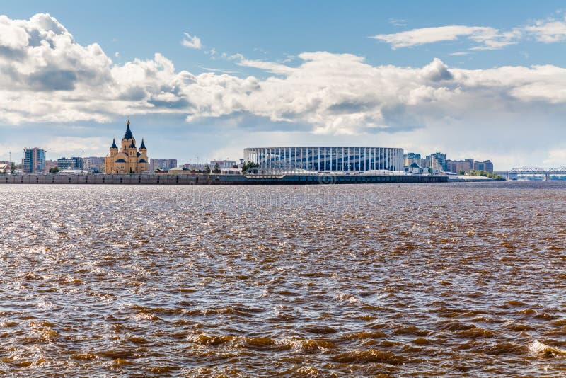 Vista del estadio de Nizhny Novgorod fotos de archivo libres de regalías Vista del estadio de Nizhny Novgorod fotos de archivo libres de regalías