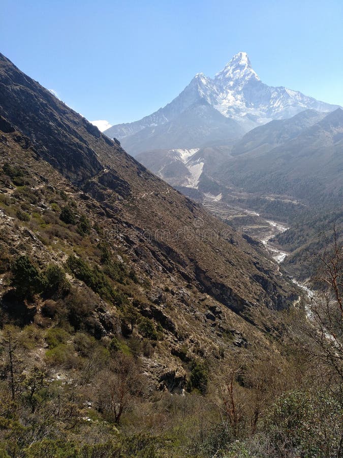 Vista del Monte Ama Dablam, Campo Base Everest, Nepal fotografía de archivo Vista del Monte Ama Dablam, Campo Base Everest, Nepal fotografía de archivo