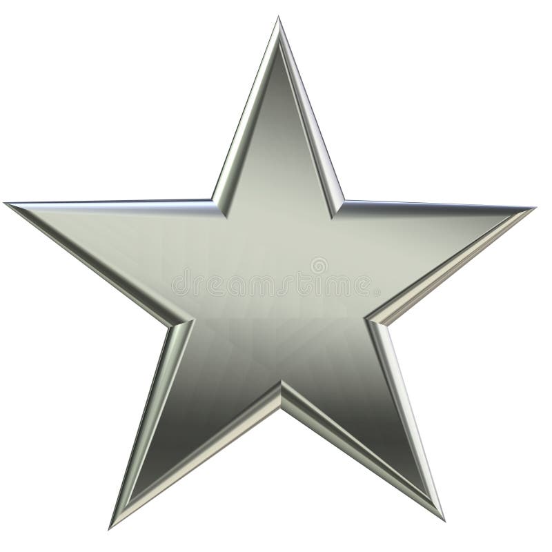 Vista Delantera De La Estrella De Plata 3d Stock de ilustración