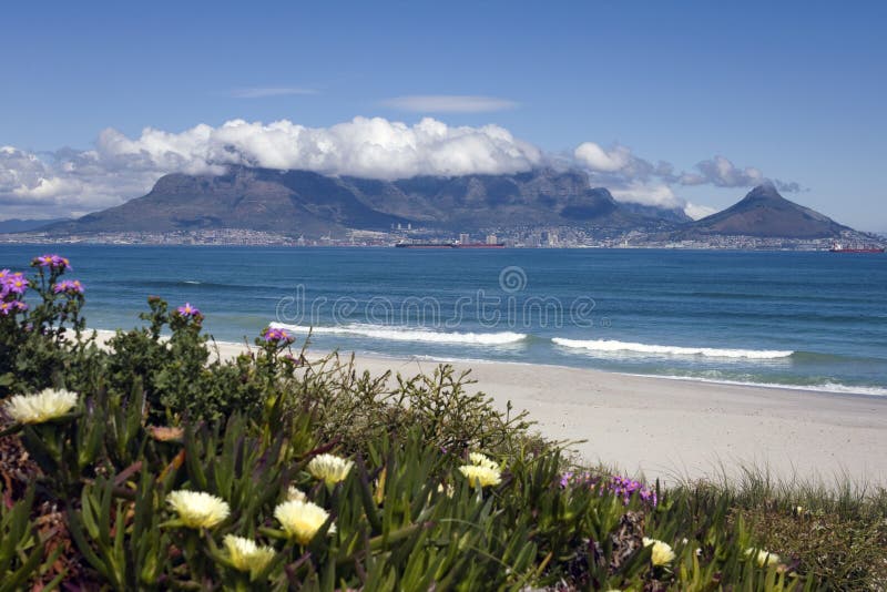 Vista della montagna della tabella e di Città del Capo, Sudafrica