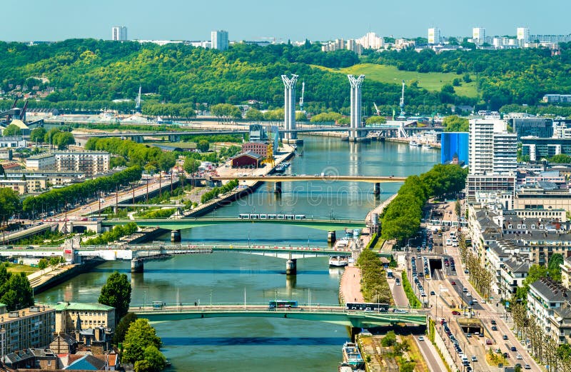 Vista della Senna a Rouen, Francia fotografie stock Vista della Senna a Rouen, Francia fotografie stock