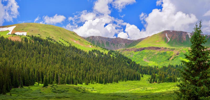 Vista della valle della montagna di estate vicino ad Aspen Colorado immagini stock Vista della valle della montagna di estate vicino ad Aspen Colorado immagini stock