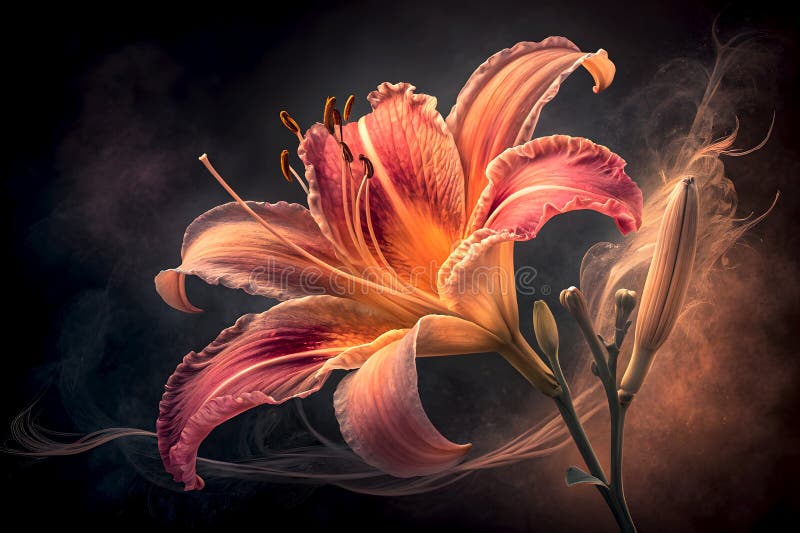 Vista di chiusura della sfumatura di Petali di fiori di Lily royalty illustrazione gratis