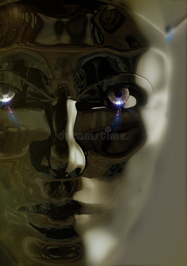 Vista di chiusura della testa androide royalty illustrazione gratis