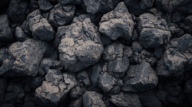 Vista di chiusura di una pila di rocce grigie scure con superfici rugose. fotografia stock libera da diritti