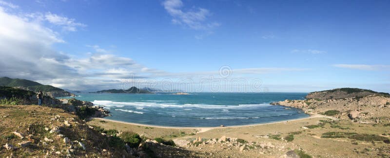 Vista di panorama della spiaggia in Binh Tien, Vietnam fotografia stock Vista di panorama della spiaggia in Binh Tien, Vietnam fotografia stock