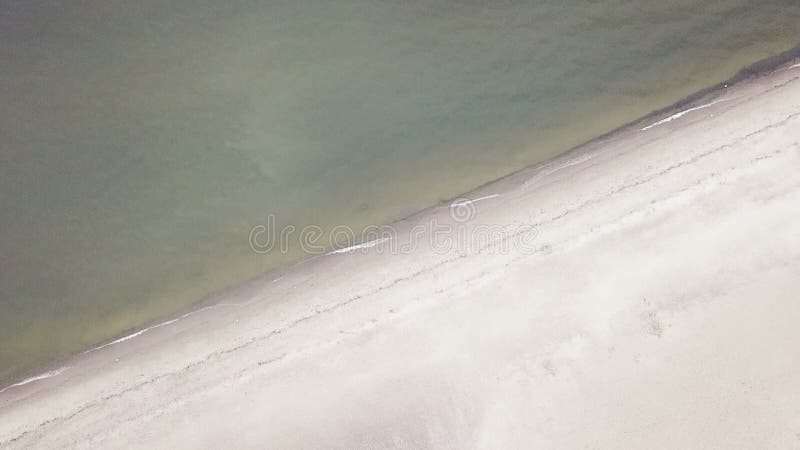 Vista do drone na praia arenosa e na costa do Golfo da Finlândia, no horizonte os distritos de São Petersburgo