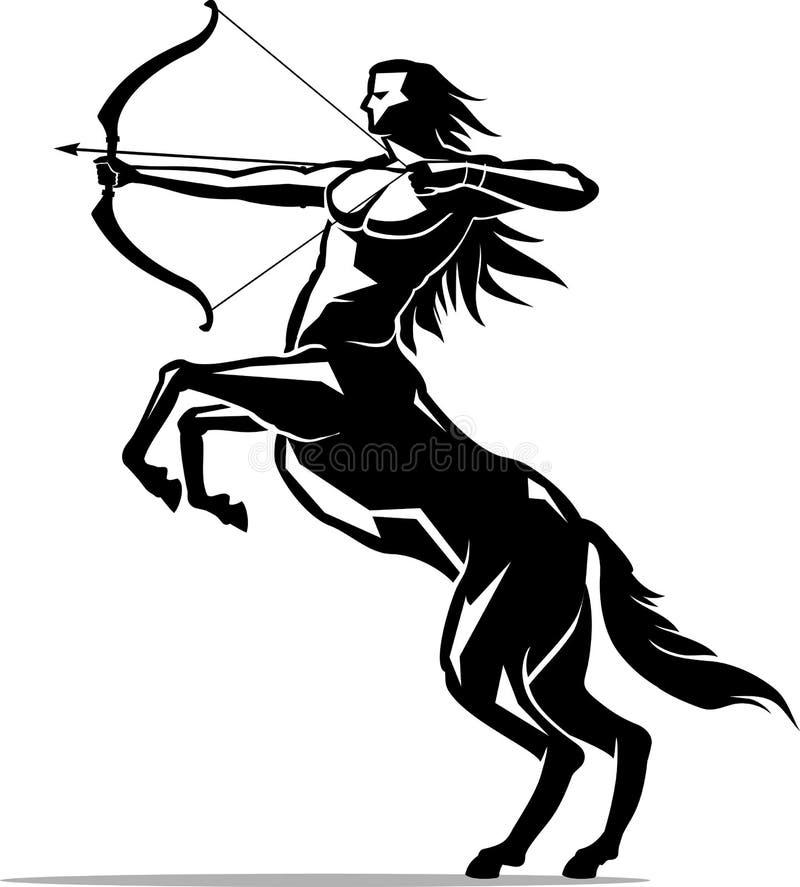 Isolated vector illustration of Mythical Centaur character aiming with bow and arrow. Isolated vector illustration of Mythical Centaur character aiming with bow and arrow.