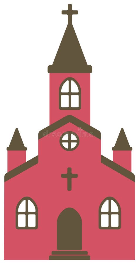  Vista Frontal De Ilustración De Diseño Plano De La Iglesia De Dibujos Animados Ilustración del Vector